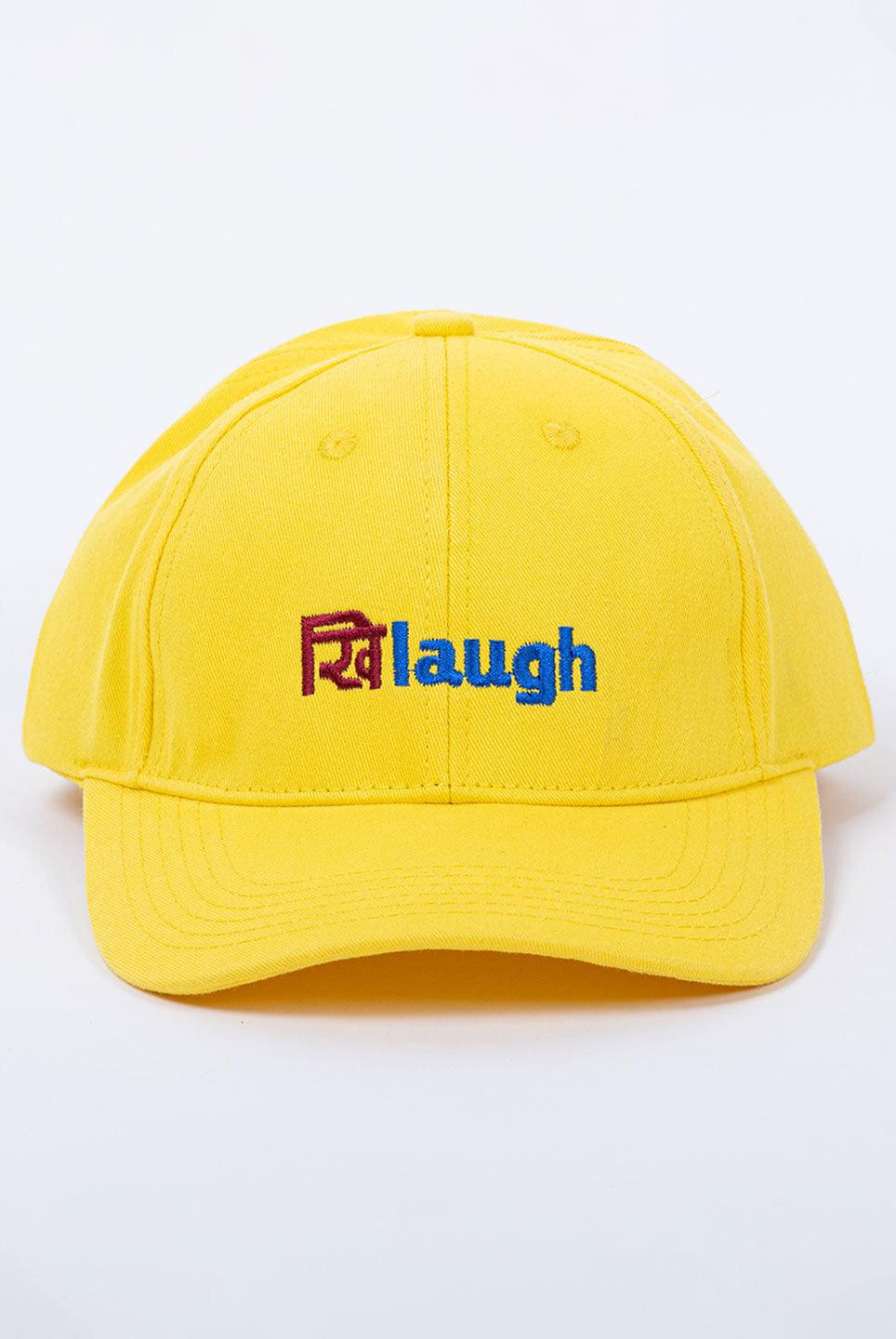 Laugh Embroidered Yellow Free Size Unisex Baseball Caps - Tistabene