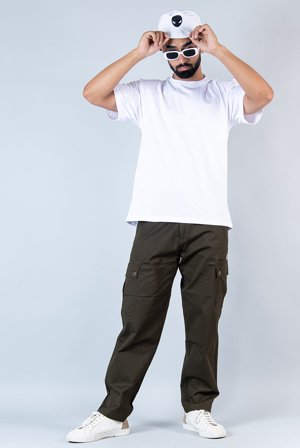 dark olive green baggy fit chinos cotton cargo pants