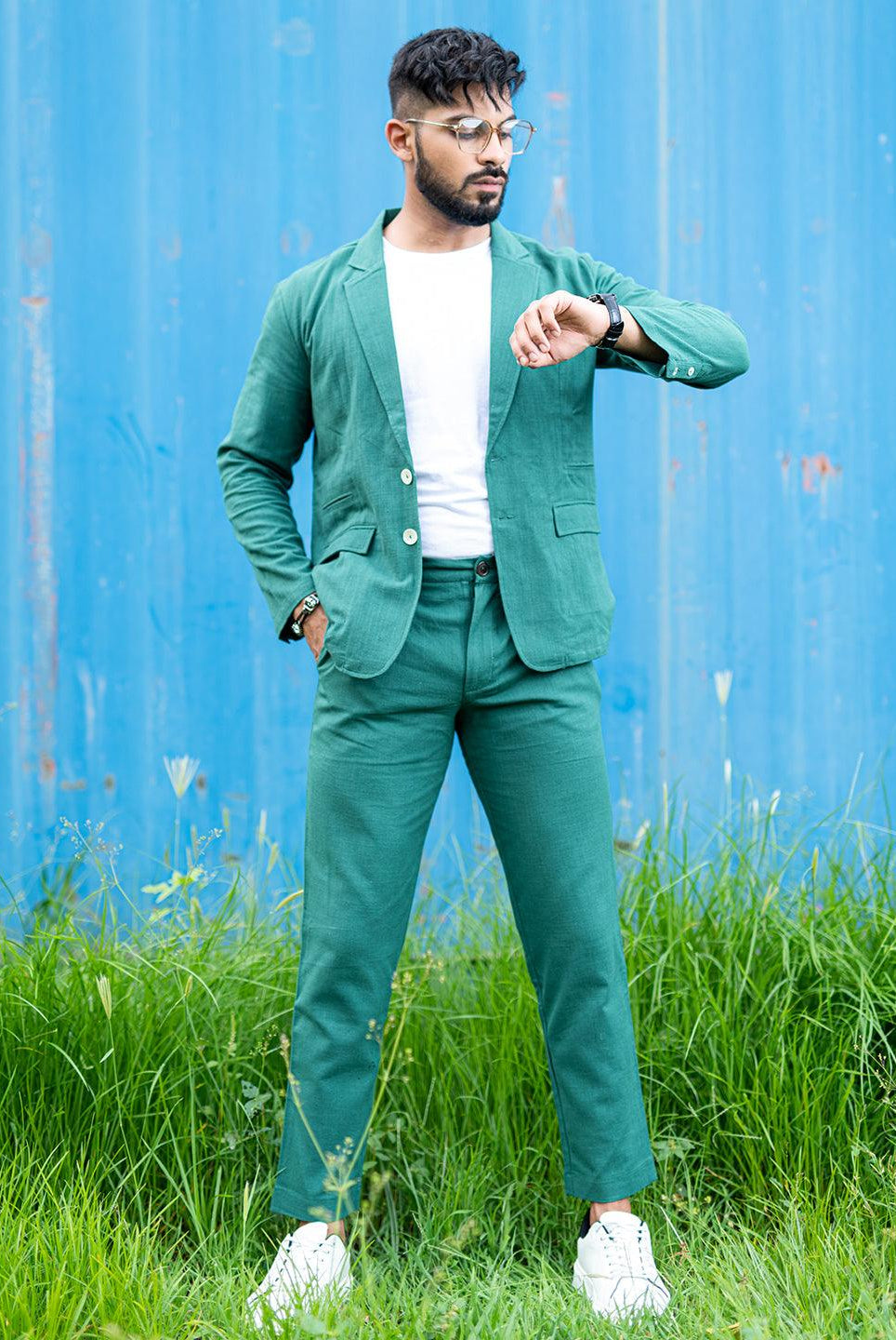 Green Linen Suit - Tistabene