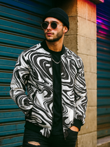 Black & White Marble Printed Velvet Jacket