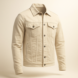 Cream Two Pockets Denim Jacket (Unisex)