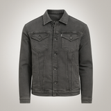 Olive Green Two Pockets Denim Jacket