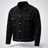 Contrast stitch Black Denim Jacket