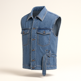 Korean Cowboy Blue Sleeveless Denim Jacket
