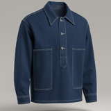 Dark Blue Oversized Denim Tunic Jacket