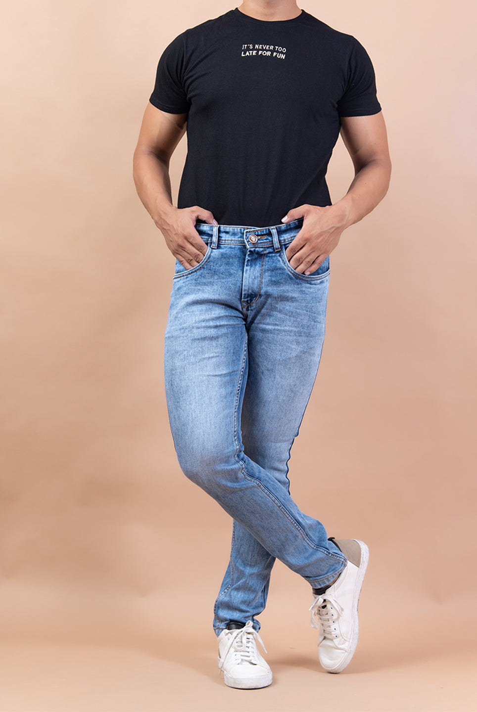 blue skinny fit stretchable mens jeans