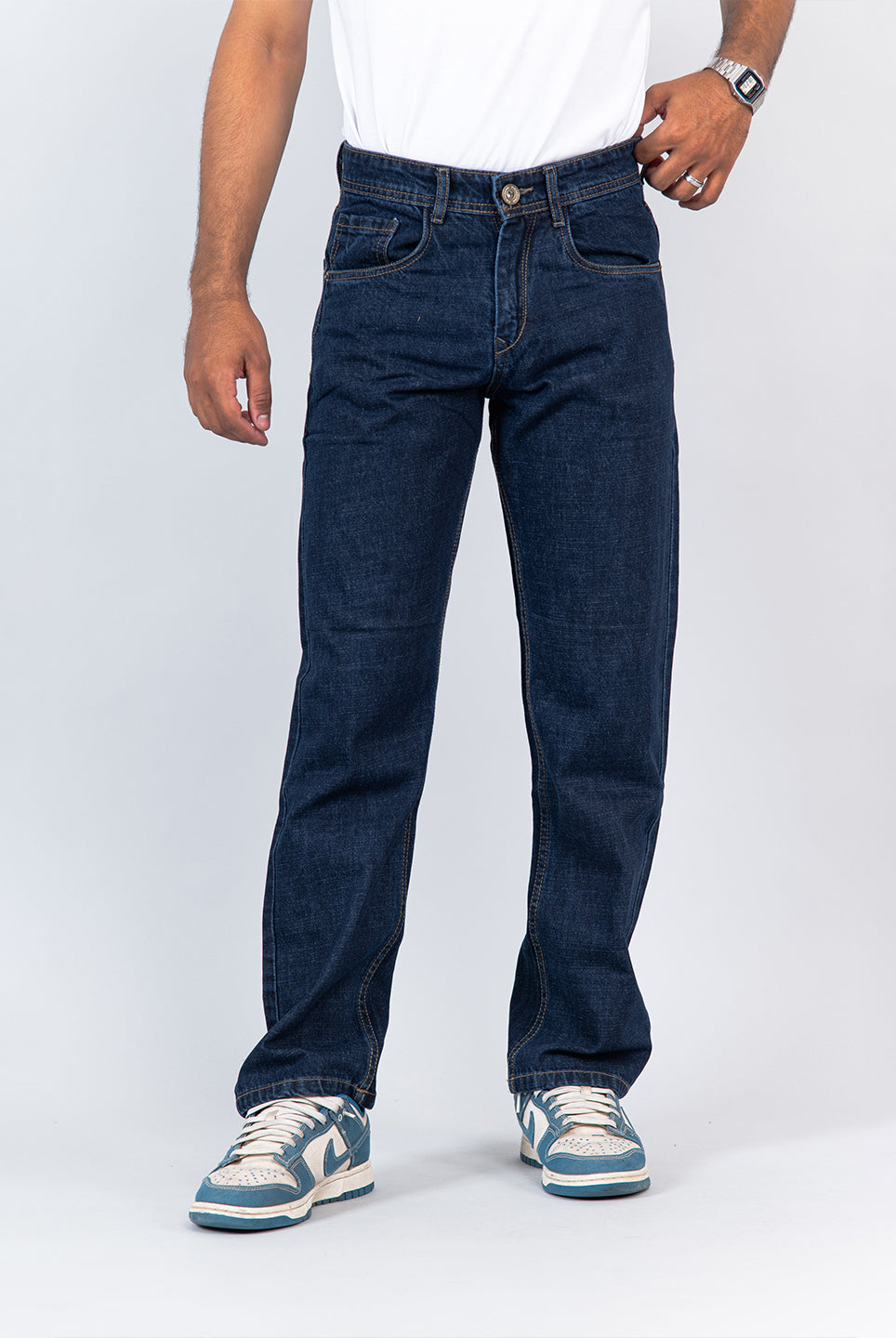 dark blue straight fit mens jeans