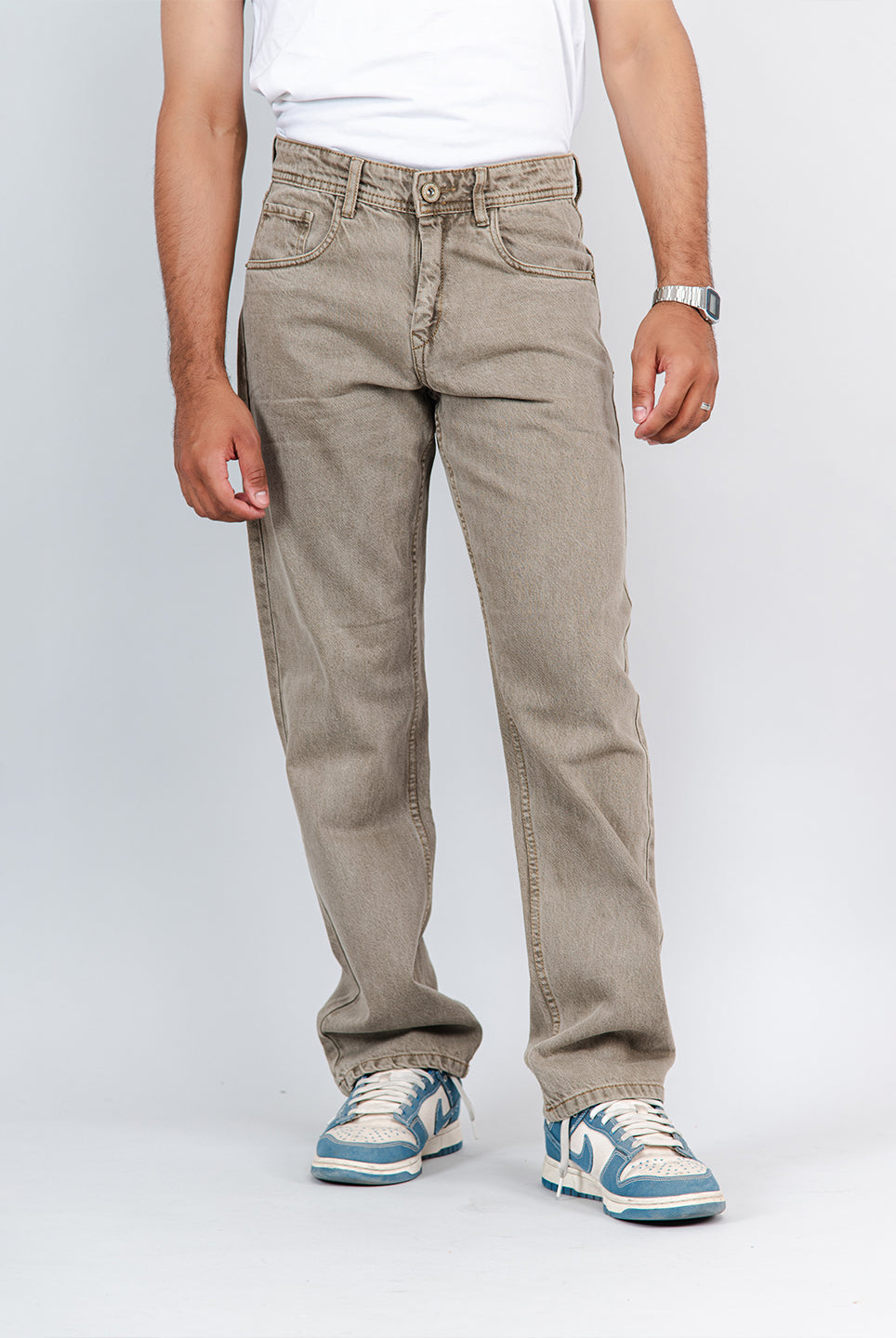 camel brown straight fit mens jeans