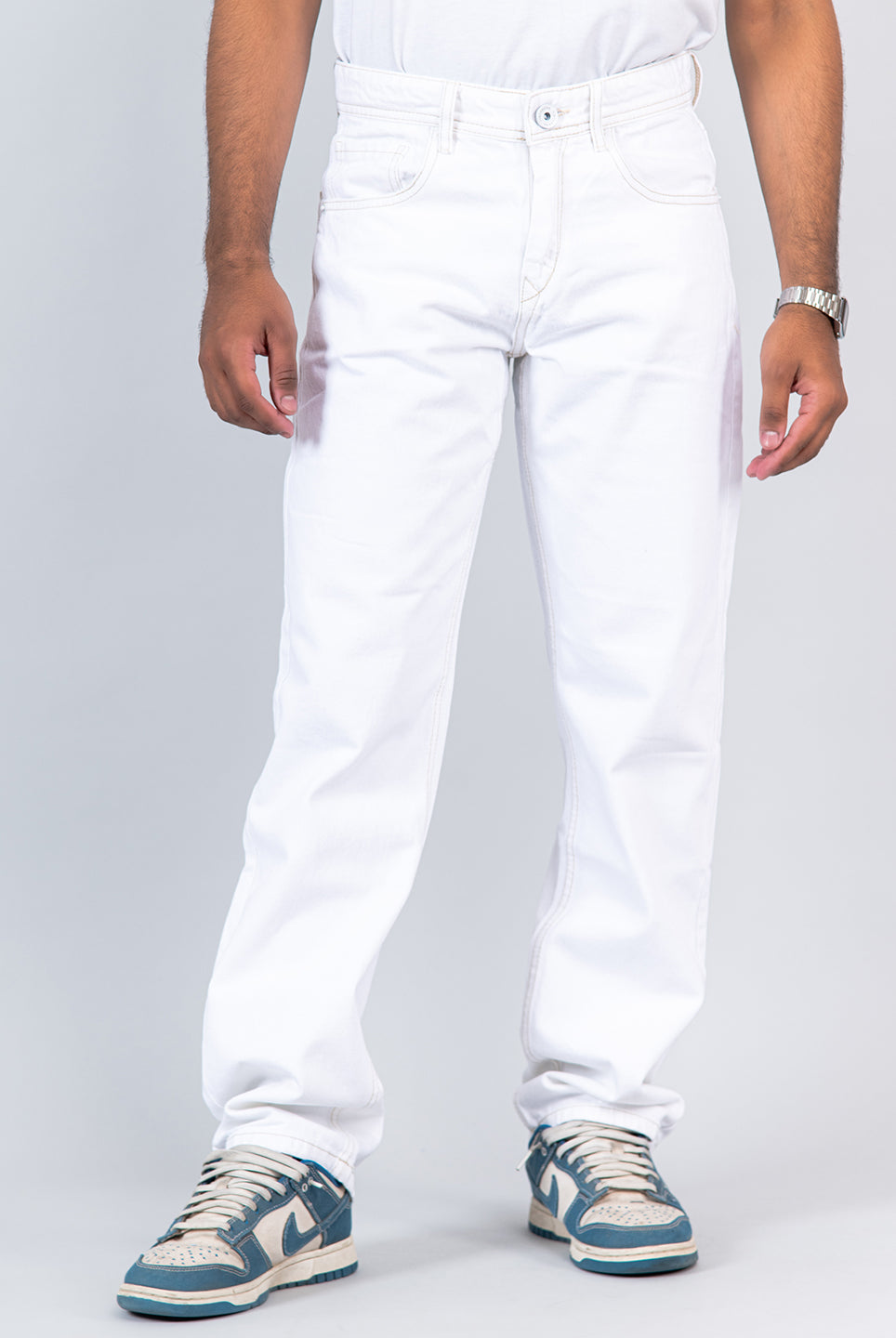white straight fit mens jeans
