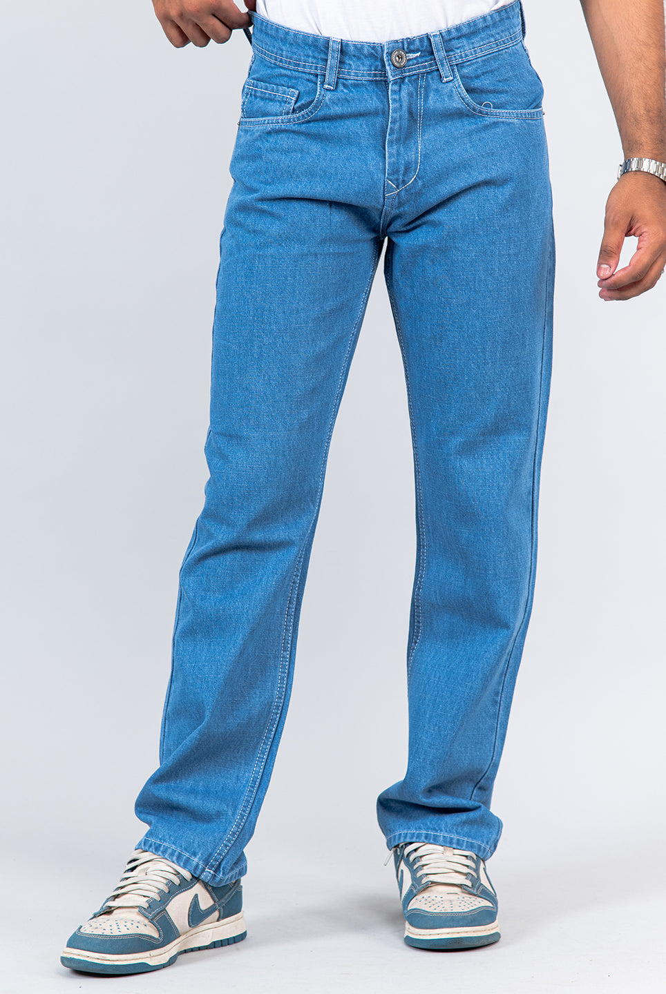 blue straight fit denim jeans