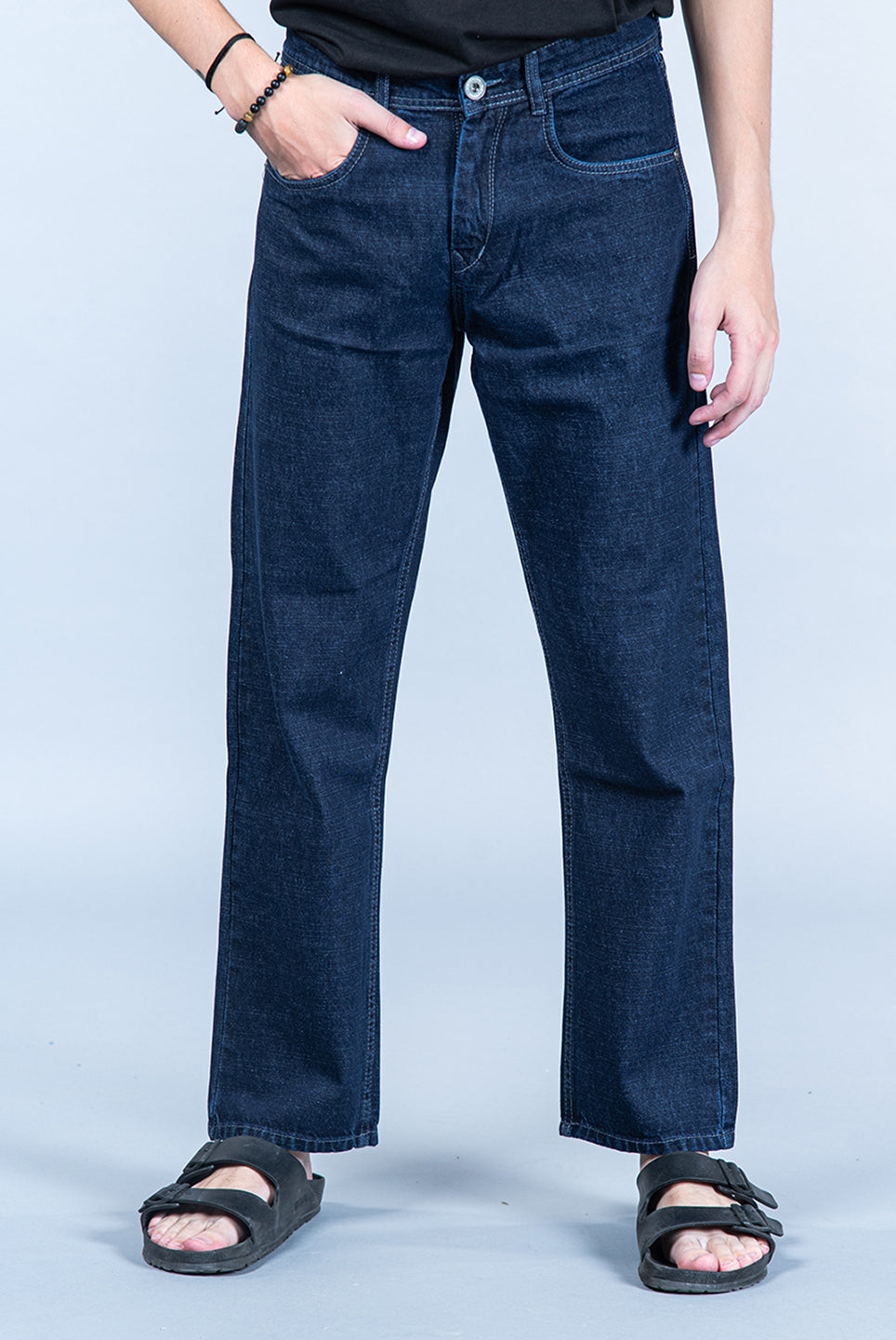 navy blue straight fit denim jeans
