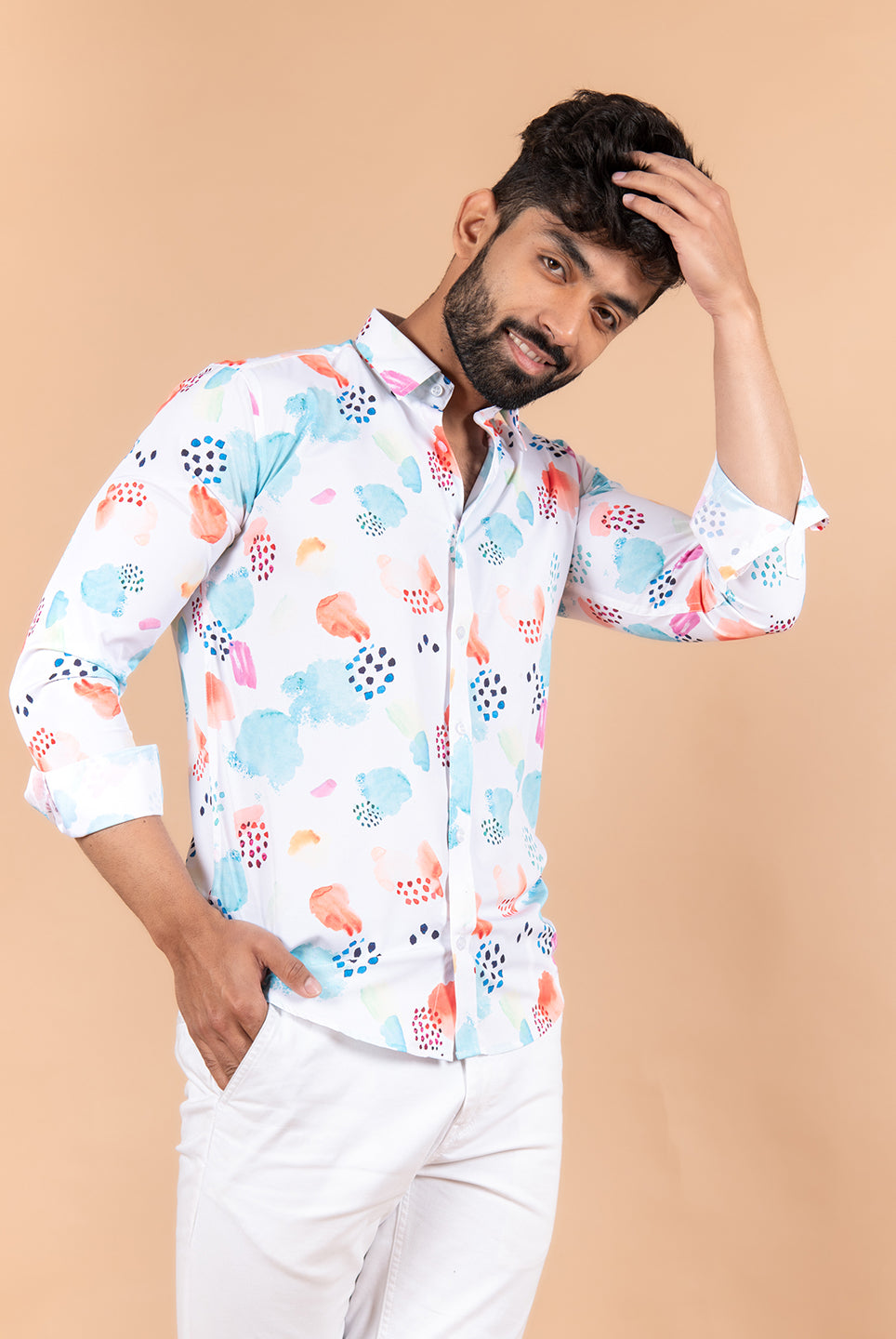 Abstract Crepe Printed Shirts For Men