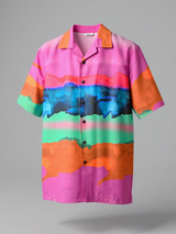 Abstract Printed Oversized Multicolor Crepe Shirt