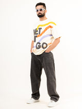 Off White Let It Go Printed Half Sleeves Oversized T-shirt