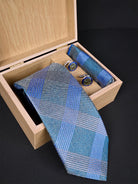 Multicolor Checkered Micro Silk Necktie With Pocket Square & Cufflinks - Tistabene