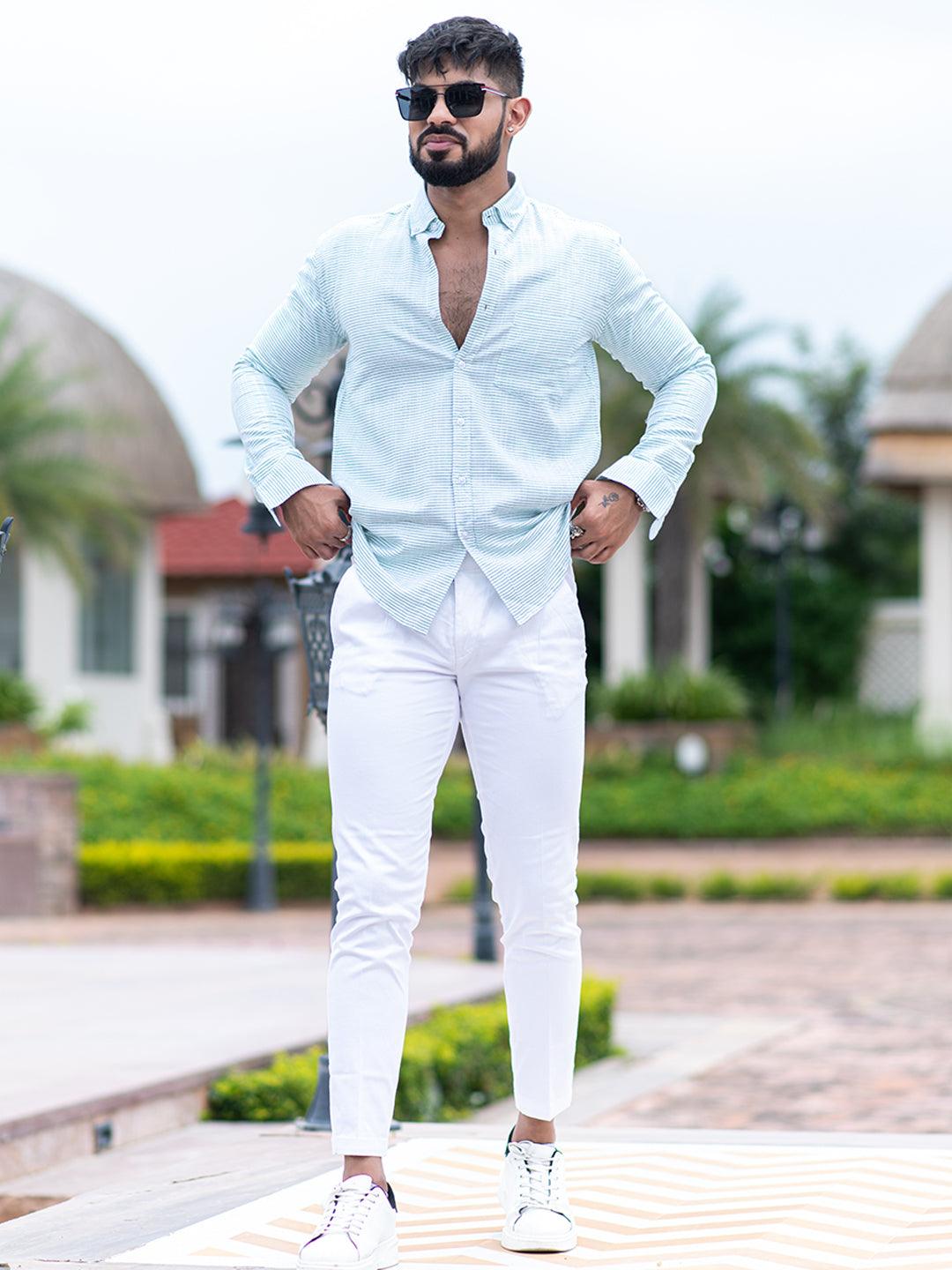 White Fusion Fit Mens Cotton Trouser - Tistabene