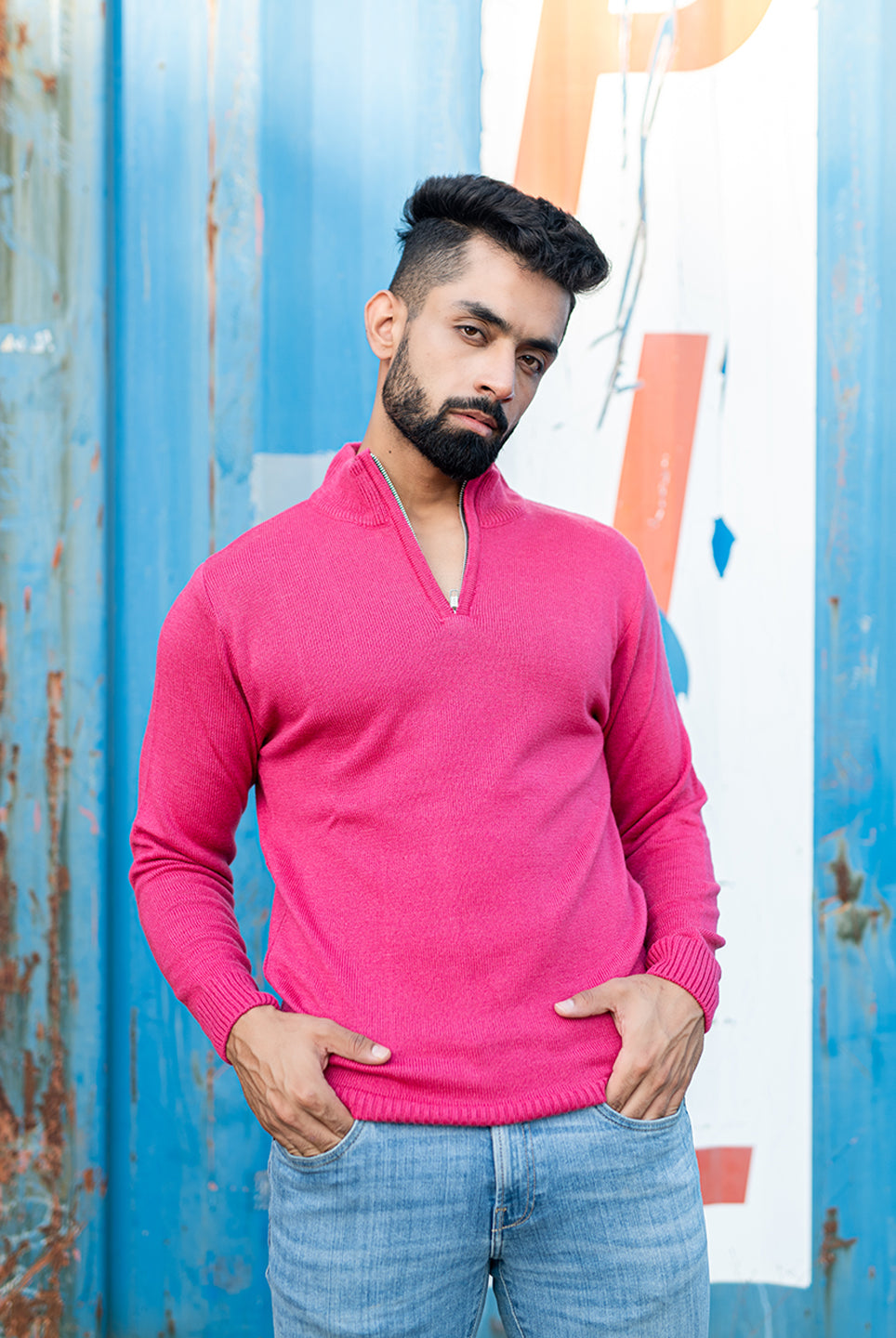 Pink Zip Sweater