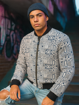 Light Grey Geometric Printed Velvet Jacket