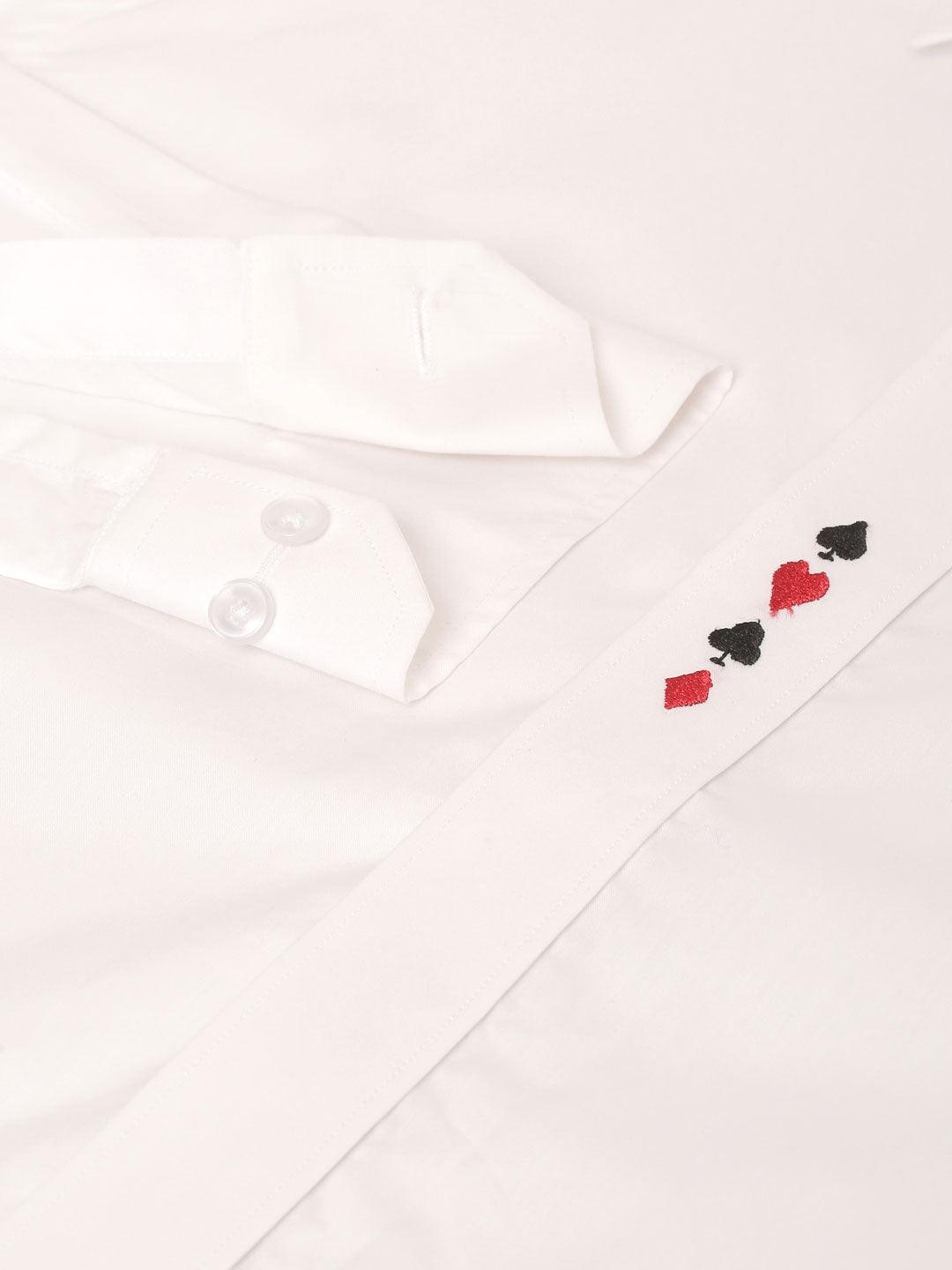 The 4 Suits Emborided White Shirt - Tistabene