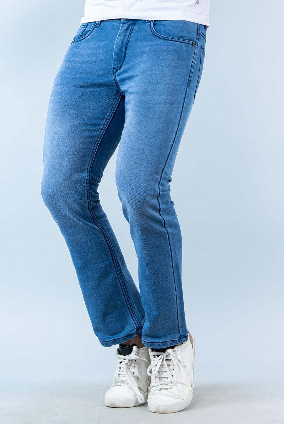 light blue boot cut stretchable mens jeans