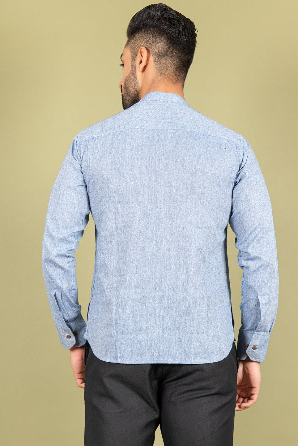 Blue Cotton Linen Shirt - Tistabene