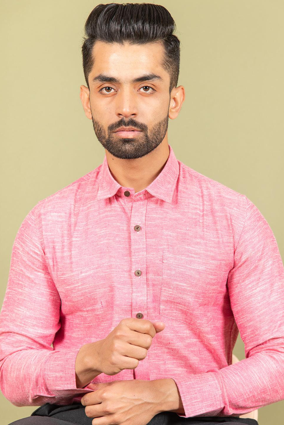Pink Cotton Linen Shirt - Tistabene