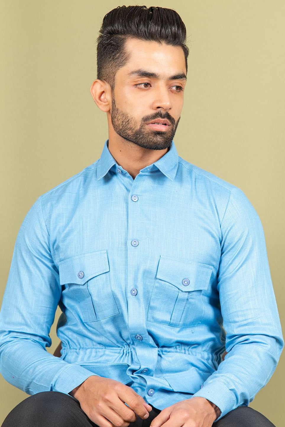Blue Orion 4 Pocket Linen Shirt - Tistabene
