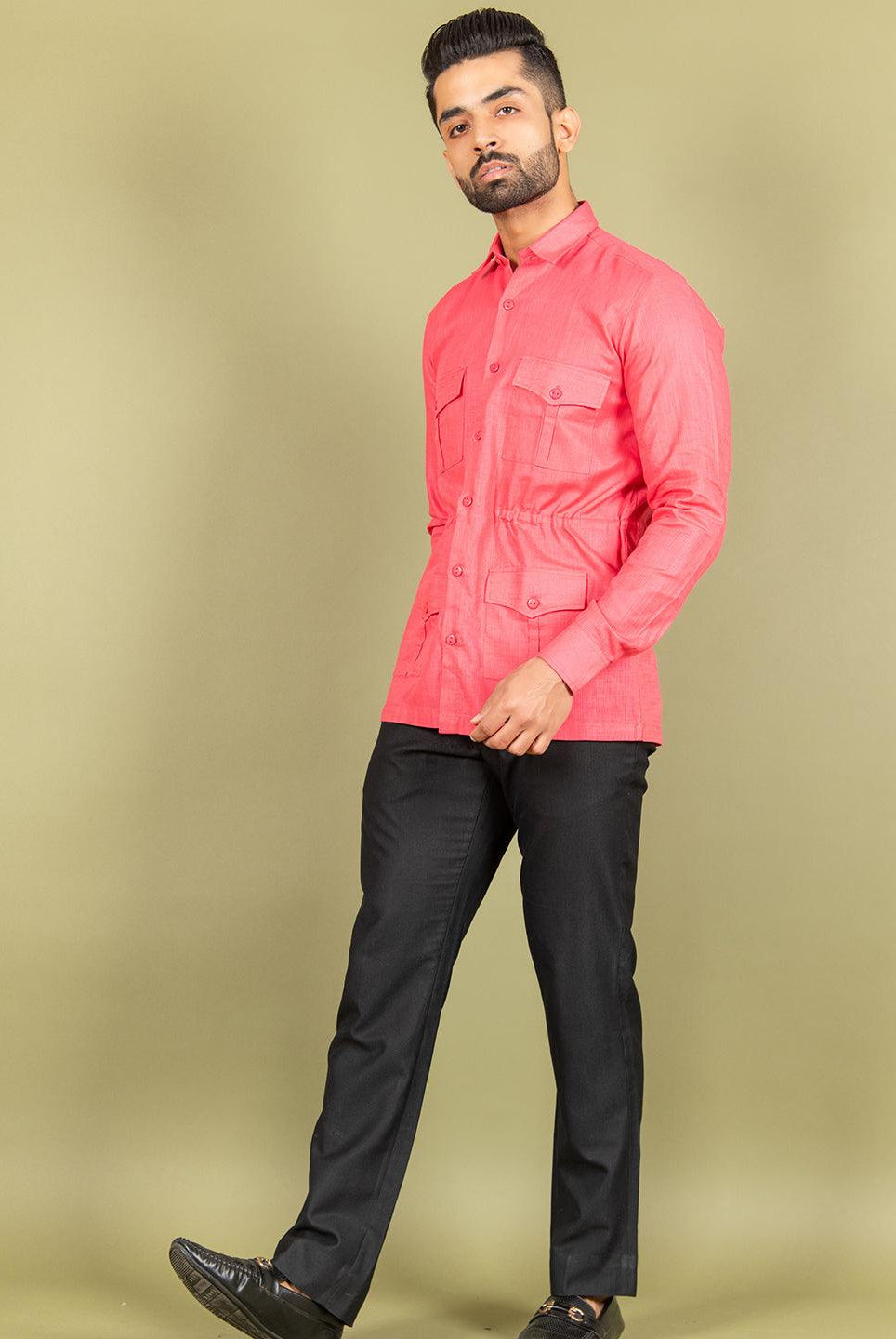 Pink Orion 4 Pocket Linen Shirt - Tistabene