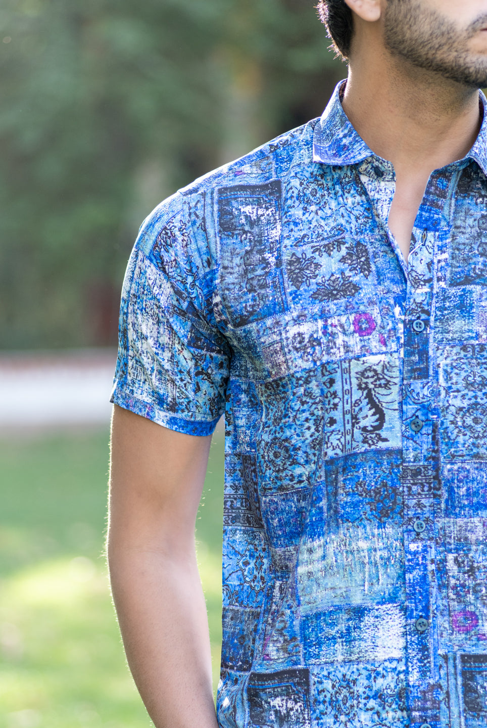 printed blue shirts for men