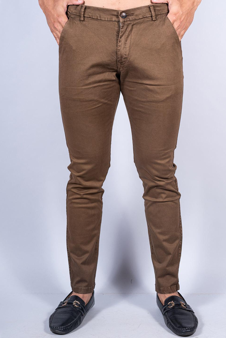 Brown Color Ankle Length Fusion Cotton Pant - Tistabene