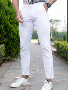 White Fusion Fit Cotton Mens Trouser - Tistabene