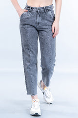 Grey Baggy-fit Jeans For Women