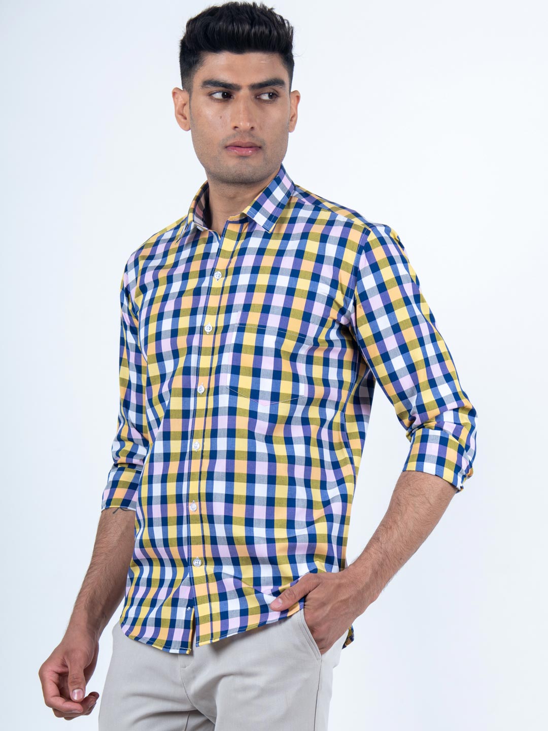Pink check shirt