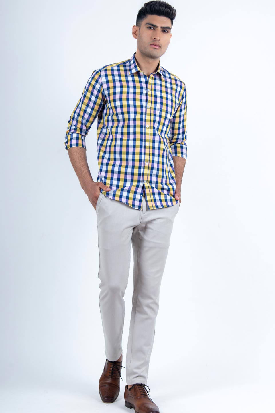 Pink check shirt