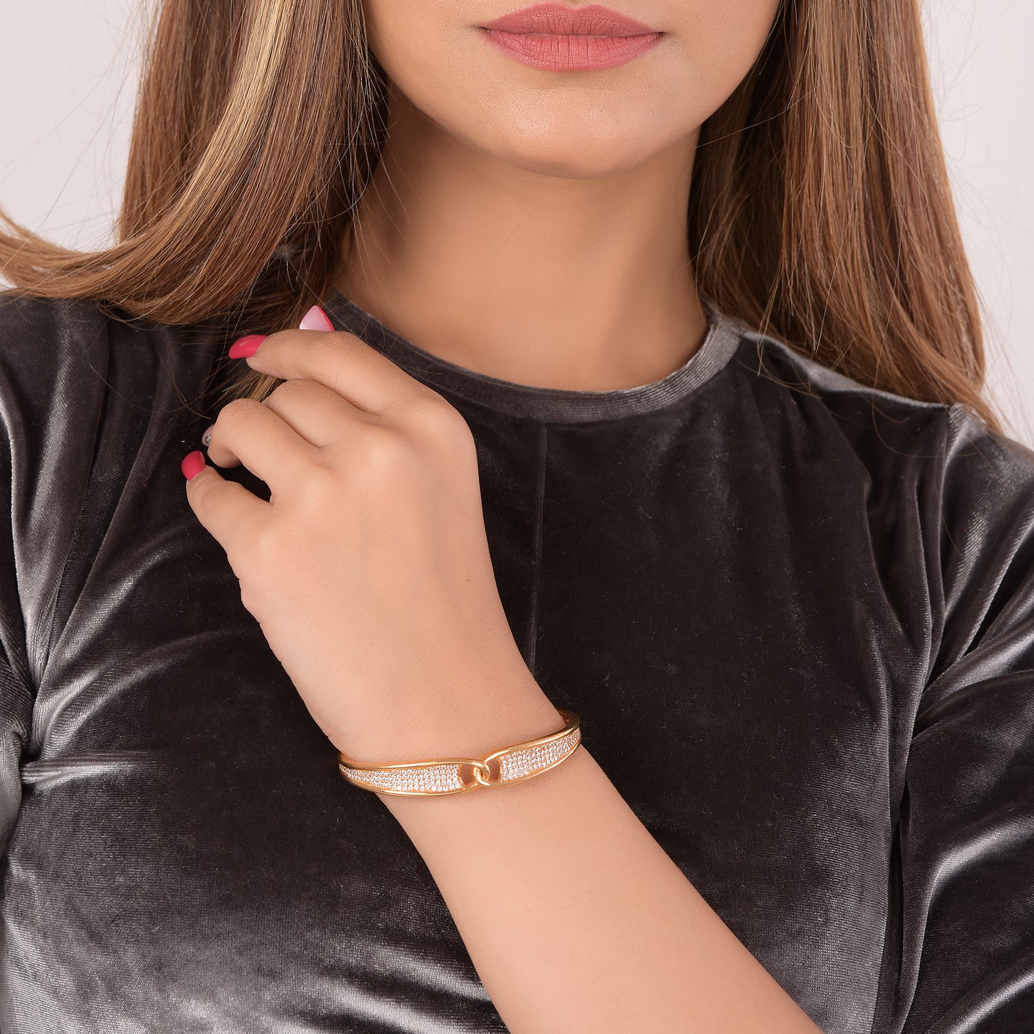 Contemporary Openable Gold Plated Bracelet