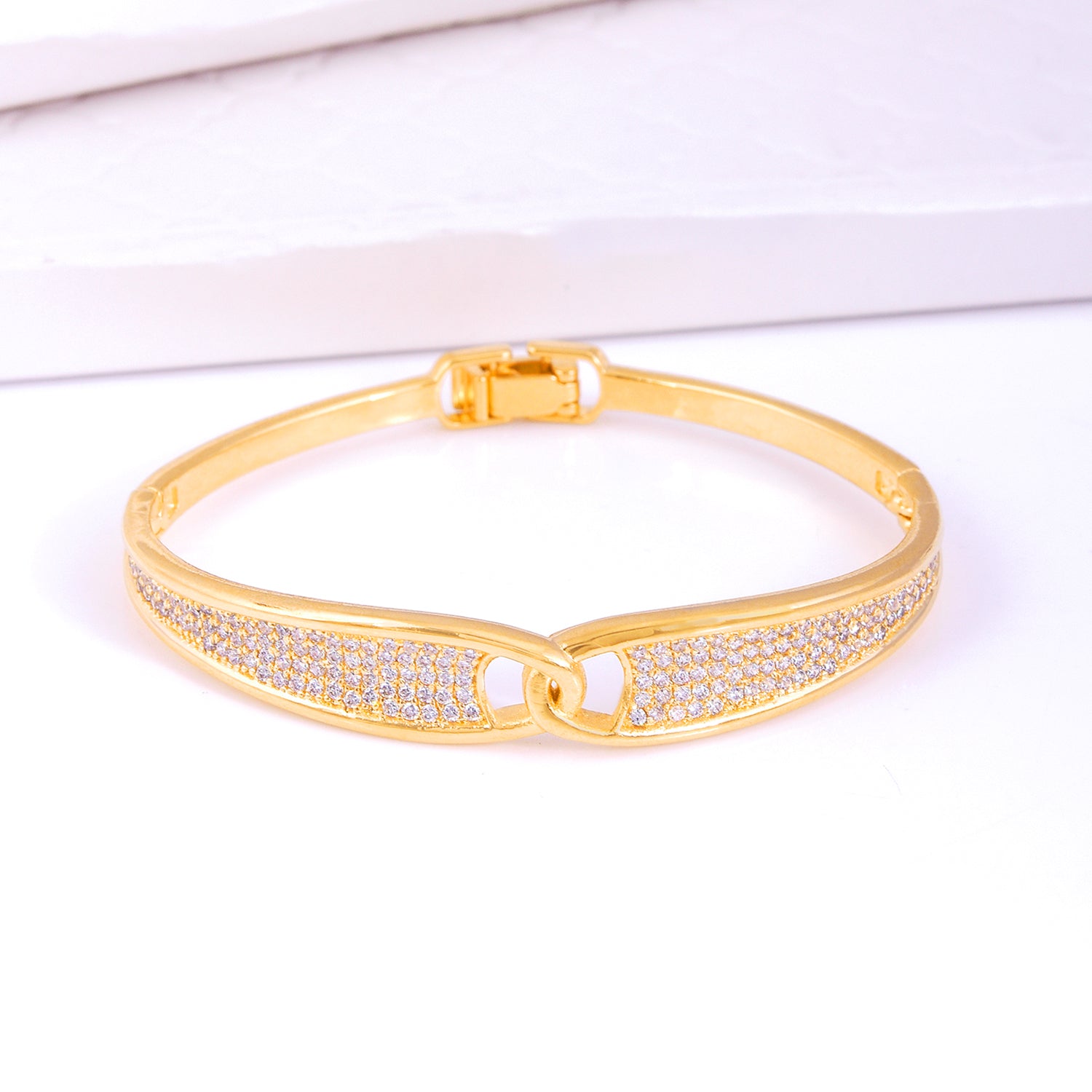 Contemporary Openable Gold Plated Bracelet