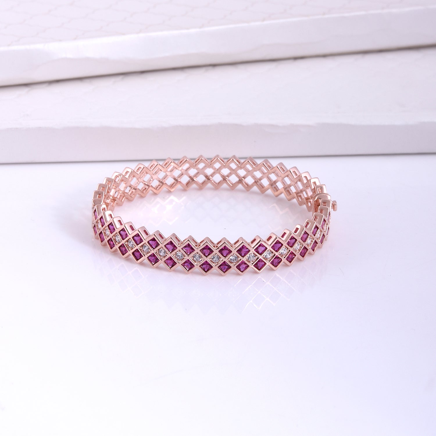 Red Colored Stones Cut Work Bracelet