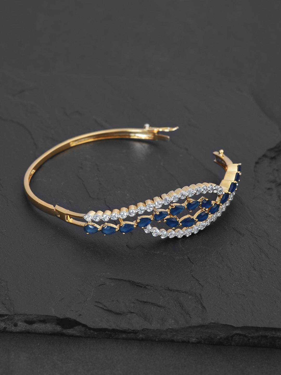 Midnight Blue Stones Modern Gold Plated Bracelet