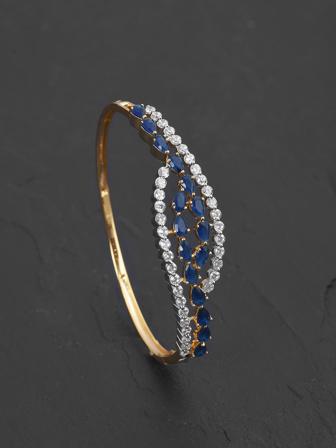 Midnight Blue Stones Modern Gold Plated Bracelet