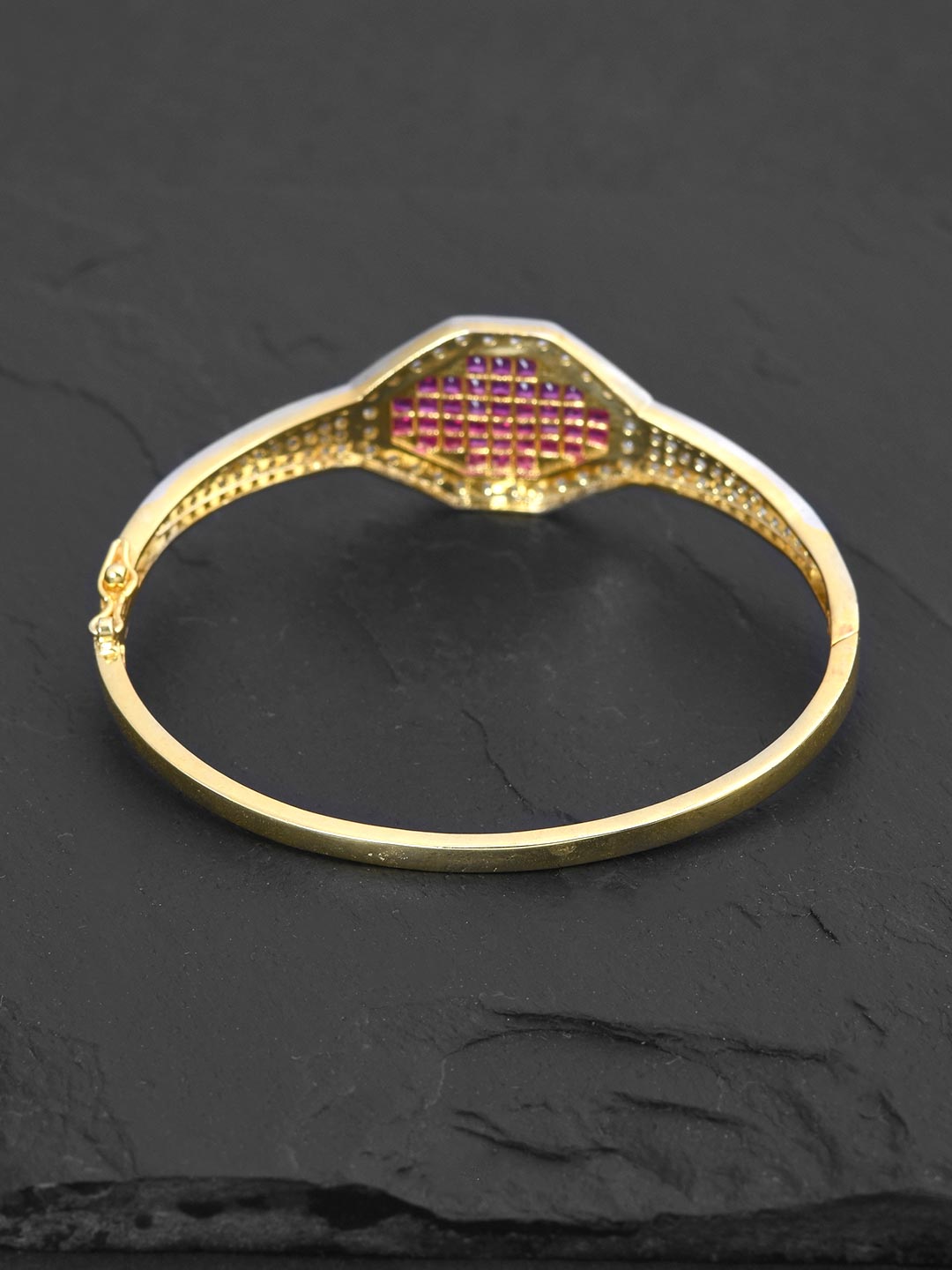 Two Toned Geometric Red Stones Modern Bracelet