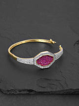 Two Toned Geometric Red Stones Modern Bracelet