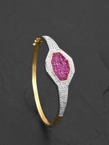 Two Toned Geometric Red Stones Modern Bracelet