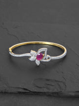 Two Toned Floral Red Stone Modern Bracelet