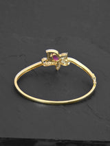 Two Toned Floral Red Stone Modern Bracelet