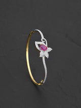 Two Toned Floral Red Stone Modern Bracelet