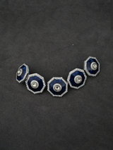 Blue Enamel Classic Design 13 Piece Button Set