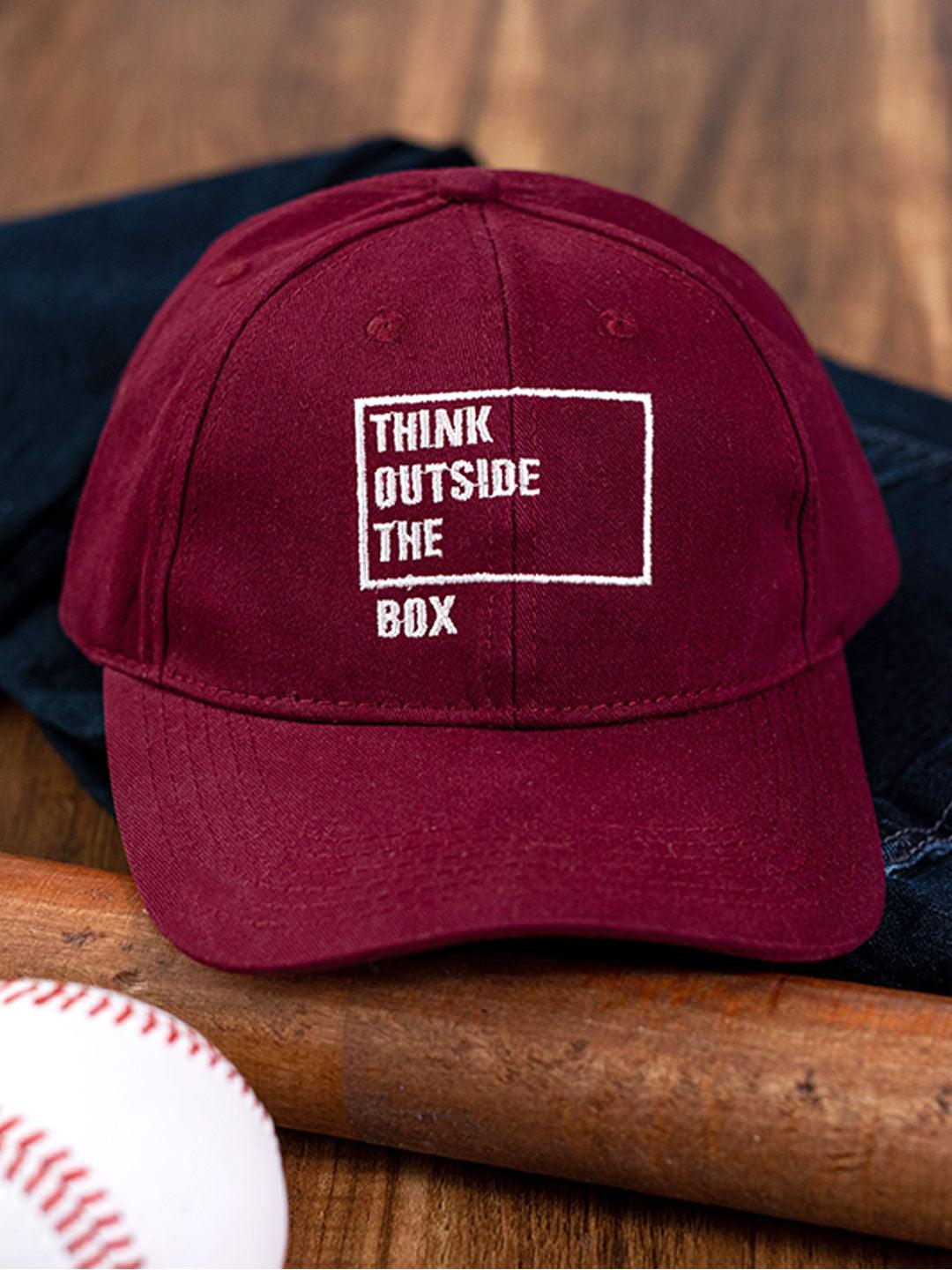 Think Outside The Box Maroon Free Size Unisex Baseball Caps - Tistabene
