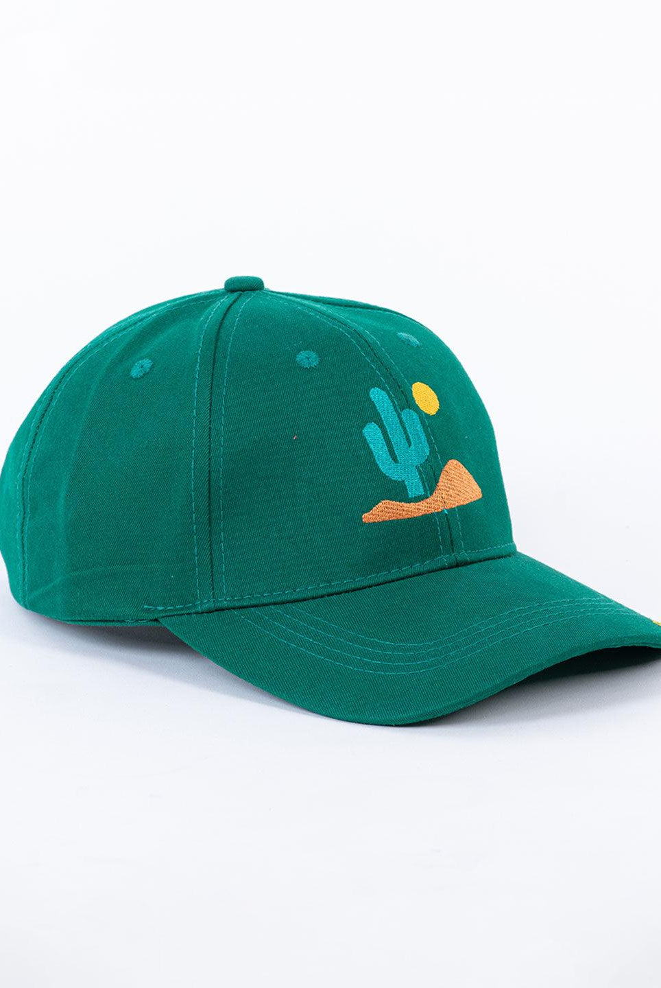 Rise N Shine Cactus Embroidered Green Free Size Unisex Baseball Caps - Tistabene