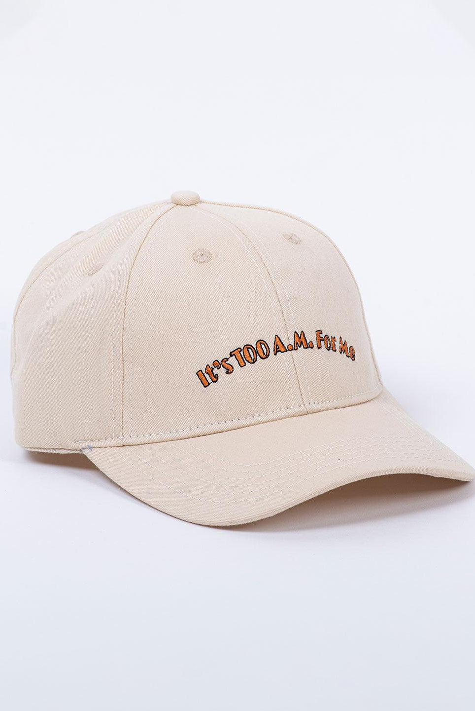 It'S Too A.M. For Me Embroidered Off-White Free Size Unisex Baseball Caps - Tistabene