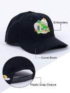 Dinosaur Embroidered Black Free Size Unisex Baseball Caps - Tistabene